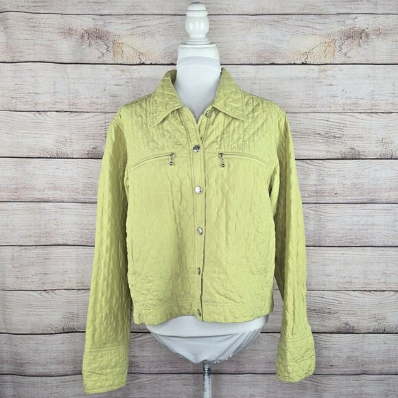 Debra DeRoo 100% Silk Button Front Lightweight Quilted Casual Chic Jacket Large - Picture 1 of 8